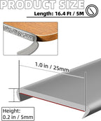 U-Shape Gray TPE Edge Banding 16.4Ft Self-Adhesive Flexible Edge Trim, Furniture Edge Protector & Countertop Molding (W:1.0'' H:0.2'')