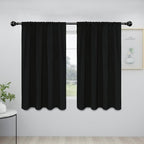 Easy-Going Rod Pocket Blackout Curtains for Bedroom, Room Darkening Window Curtains for Living Room, Thermal Insulated Noise Reduction Solid Window Drapes, 2 Panels(42x54 in, Black)