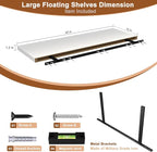 12 Inch Deep Floating Shelves for Wall 2 Pack Floating Shelfs Large Storage Space Wall Decor Display Shelf for Bathroom Living Room Bedroom Kitchen 40" W x 12" D x 1.2" H White