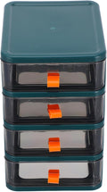 Portable Small Plastic Drawer Storage Organizer for Desk and Vanity Stackable Desktop Storage Box with Layers Compact Home Office Desk Drawer Cabinet in Gem Green
