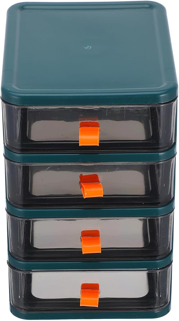 Portable Small Plastic Drawer Storage Organizer for Desk and Vanity Stackable Desktop Storage Box with Layers Compact Home Office Desk Drawer Cabinet in Gem Green