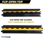 Kable Kontrol Atlas Heavy Duty Cable Protector Ramp - 1 Channel Bulk Wholesale Pallet - 10 Pcs - 39" Long Black & Yellow - 24,000 Lbs Capacity - Rubber Speed Bump Wire Protector Cord Cover - CP9896