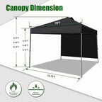 Eurmax USA NOMATTER ONE-Person Open&Close 10x10ft Pop Up Canopy Tent,Portable Shelter Canopy for Outdoor Events with 1 Removable Sidewall,Temporary Sunshade,Bonus 4 Sand Bags(Navy Blue)