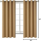 BGment Blackout Curtains for Living Room - Grommet Thermal Insulated Room Darkening Curtains for Bedroom, 2 Panels of 52 x 63 Inch, Khaki