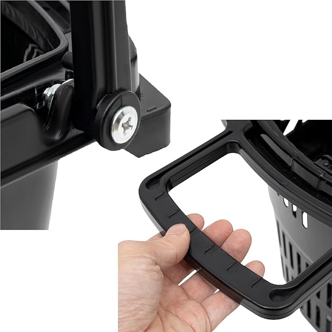 6PCS Plastic Shopping Basket with Handles & Wheels, 35L Rolling Shopping Carts, Grocery Basket with 4 Wheels and Handle, Portable Shopping Basket for Retail Stores, Supermarkets (6PCS - Black)