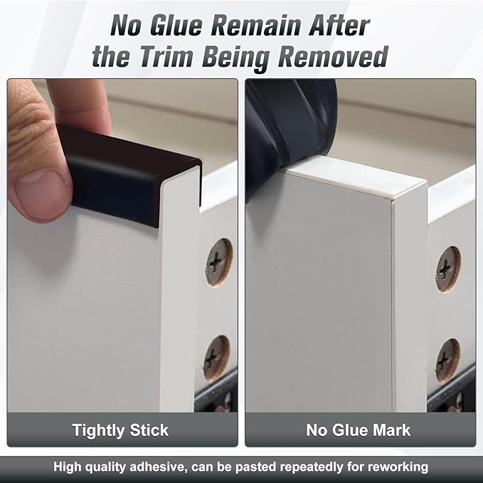 Rubber Edge Trim, 1-1/2 inch (38mm) Wide U Channel Edge Trim, Big Size U Shaped Trim, Self Adhesive Edge Banding for Plywood, Woods,Interior Doors, Countertop, Length 20Ft, Black