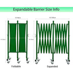GYMTIME Industrial Expandable Metal Barricade, 16 Feet, Green, Folding Security Gate Safety Barrier with Casters, Flexible Mobile Barrier Gate, Adjustable Traffic Fence