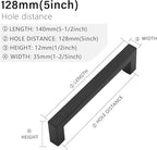Cabinet Pulls Matte Black Cabinet Handles Square Drawer Pulls, 10 Pack 5 Inch Stainless Steel Kitchen Door Cupboard Cabinet Handles, Drawer Hardware Handles, 128mm Hole Centers