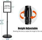 Upgraded Adjustable Sign Stand for Display, Pedestal Floor Signage Stand Holder with Heavy Duty Base, for Outdoor or Indoor Advertising (8.5 x 11, Black)