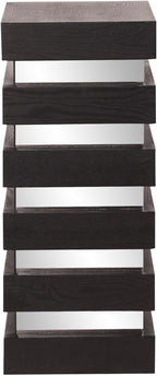 Howard Elliott Stepped Pedestal Accent Table, Black Wood and Mirrored Side End Table for Home Decor, Small Space Pedestal Table for Bedroom, Living Room & Entryway, 12 x 12 x 28 Inch, Medium