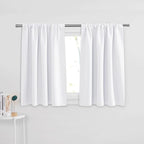 PONY DANCE Short Length Curtains for Kitchen, Light Filtering RV Small Curtain Tiers, 50% Room Darkening Window Drapes for Basement, Wide 29 x Long 30 inches per Panel, Pure White, Set of 2