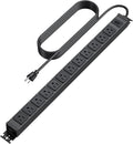 HHSOET 360° Rotating 12 Outlet Mountable Power Strip, Aluminum Alloy Long Power Strip Extension Cord, Heavy Duty Wall Mount Surge Protector with Switch, Works Great and Very Versatile, 6ft Power Cord.