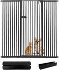 Lumizone Extra Tall Cat Gate 55.12" High Pressure Mounted Extra Wide 2025 New (17 Sizes) 1.37" Gap No Drilling Auto-Close One-Handed Operation Tall Pet Gate for Dogs(Black, 55.12" H x 59.45"-63.38" W)