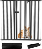 Lumizone Extra Tall Cat Gate 55.12" High Pressure Mounted Extra Wide 2025 New (17 Sizes) 1.37" Gap No Drilling Auto-Close One-Handed Operation Tall Pet Gate for Dogs(Black, 55.12" H x 59.45"-63.38" W)