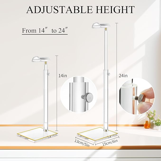 Acrylic Purse Stands for Display, 3 Pack 14" to 24" Adjustable Height Clear Purse Holder Stand, Counter Bags Hanging Organizer Handbag Rack for Closet Retail Vendor Commercial Store