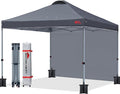 MASTERCANOPY Durable Pop-up Canopy Tent with 1 Sidewall (8'x8',Dark Grey)