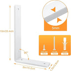 White Heavy Duty Shelf Brackets 10 Inch, 10 Pack Floating Shelf Brackets, L Wall Shelf Bracket for DIY Decorative with Mounting Hardware