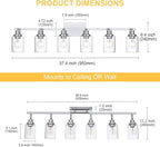 6-Light Track Lighting Kit Ceiling Kitchen Track Lighting Fixtures Chrome Bathroom Vanity Wall Lights with Clear Glass Multi-Directional Rotating Tracking Light Heads Spotlight for Accent Shop
