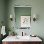 ANDY STAR Brushed Bronze Asymmetrical Mirror, 22"x30" Bathroom Mirror for Over Sink, Premium Stainless Steel Thin Frame, Antique Bronze Mirror for Wall, Butterfly-Inspired Designer Decor