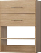 ROOMTEC 25.5" 2 Drawer Short Tower Closet Unit, Modular Closet System with Drawers and Shelf, Wardrobe Organizer for Bedroom or Walk-in Closet, Wall Mounted, Customizable Clothes Storage Unit, Wood
