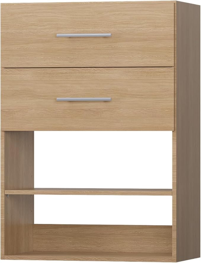ROOMTEC 25.5" 2 Drawer Short Tower Closet Unit, Modular Closet System with Drawers and Shelf, Wardrobe Organizer for Bedroom or Walk-in Closet, Wall Mounted, Customizable Clothes Storage Unit, Wood