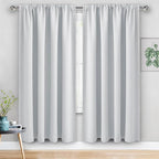 JIUZHEN Blackout Curtains for Bedroom - 60 Inch Extra Wide Thermal Insulated Room Darkening Privacy Soundproof Curtains for Living Room/Dorm Room, Set of 2 Panels, 60 x 72 inches, Greyish White