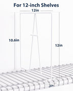 8 Pack Wire Shelf Dividers for Closet, Solid Coated Metal Closet Dividers for Closet Organization, Easy Install Closet Shelf Divider for 12'' Tall x 12'' Deep Wire Shelves and Storage, White