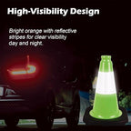 6 Pack 12 Inch Green Traffic Cones with Reflective Tape, Black Base Sport Training Cones for Soccer, Agility Drills, Driveway Safety and Marking (6, Green, 12 Inch)