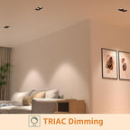 LED Square Recessed Lighting 4 Pack, 24W Adjustable Downlight, Aluminum Recessed Ceiling Light with junction Box, 5 CCT 2700K-6000K, TRIAC Dimming Rotation Spotlight for Living Room Bedroom Hallway