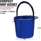 Matthew Cleaning 4.2 Gallon Mop Bucket, Heavy Duty Plastic Cleaning Bucket with Built-in Pour Spout, Mop Holder and Comfort Grip Handle, House and Commercial Cleaning Supplies, 2 Pack Blue