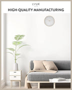 LUUK LIFESTYLE Silent Quartz Wall Clock, Nordic and Minimalist Design, Interior Decoration for Living Room, Kitchen, Bedroom, White and Gold