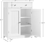 Yaheetech Free Standing Bathroom Cabinet with 1 Drawer 2 Doors and Adjustable Shelf, Wooden Entryway Storage Cabinet, 11.8D x 23.6W x 31.5H in, White