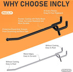 INCLY 60 Pack 4/6/8 Inch Black Pegboard Hooks, 1/4" Heavy Duty Peg Board Shelving Hooks Accessories, Peg Board Tool Hangers Fit 1/4" Pegboard for Organizing Garage, Craft Room, Kitchen, Store