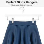 AMKUFO 20pcs Wooden Pants Hangers Solid Pants Hangers with Adjustable Clips 14 Inch White Wood Skirt Hangers Trousers Bottom Hangers with Non-Slip Clips and 360° Swivel Hook