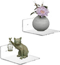 6 Inches Acrylic Small Wall Shelves 2 Pack, Floating Shelf for Wall Mounting, Acrylic Display Ledges for Funko Pop Figures, Home Décor, Living Room, Gaming Room, Plants(6 inch, Clear)