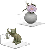 6 Inches Acrylic Small Wall Shelves 2 Pack, Floating Shelf for Wall Mounting, Acrylic Display Ledges for Funko Pop Figures, Home Décor, Living Room, Gaming Room, Plants(6 inch, Clear)