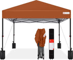 Best Choice Products 10x10ft 1-Person Setup Pop Up Canopy Tent Instant Portable Shelter w/ 1-Button Push, Case, 4 Weight Bags - Rust