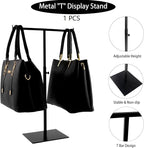 Purse Display Stand Jewelry Towers - 2 Pack Purse Stand Handbag Bag Display Black Tabletop Stainless Steel Hook Hanging Jewelry Stands for Necklaces Organizer Adjustable Height Home Store Boutique