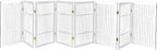 Pet Dog Gate Strong and Durable Freestanding Folding Acacia Hardwood Portable Wooden Fence Indoors or Outdoors by Urnporium (White Pet Gate, 8 Panel 30" Tall)