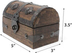 Nautical Cove Treasure Chest Keepsake and Decorative Wood Box (Small 5x3x3.25) - Storage Box, Wooden Box with Hinged Lid, Rustic Storage, Pirate Storage Box, Vintage Wooden Chest