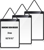 Thyle 3 Pcs Business Retail Hanging Sign Holder 8.3 x 11.7 Inch Plastic Advertising Signage Sign Holder Craftsman's Stall Clear Poster for Store Supermarket Exhibition Mall Restaurant Display