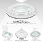 (5 inch Glass Lens) Professional LED Magnifying Lamp with Clamp, Dimmable, 1200 Lumens, 5600K-6000K Daylight Bright 60 SMD LED, Work Light Mounting Bracket Clamp (3 Diopter) BoliOptics MG16303121