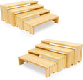 Large Display Wood Risers Wooden Stand 8 Tier Wood Racks Decorative Rectangular, 2 Set 8 Pieces Cupcake Stands Cologne Perfume Organizer Dessert Showcase Items(nature)