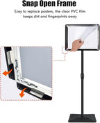 Adjustable Sign Stand for Display, with Upgraded Iron Base, Pedestal Floor Signage Stand Holder for Outdoor or Indoor Advertising (8.5 x 11, Black)