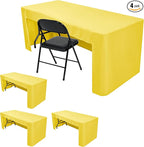 HolidayIdeas Open Back Fitted Tableclothss for 6 Foot Rectangle Table, Wrinkle Resistant Washable Table Covers 72x30 Inch for Craft Fairs, Banquets, Trade Show Display, Yellow,4 Pcs