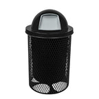 COATEDOUTDOORFURNITURE RDT-TXTBLK Heavy Duty 32 Gallon Round Trash Receptacle, Liner Included, Textured Black with Black Steel Dome Top, Made in America