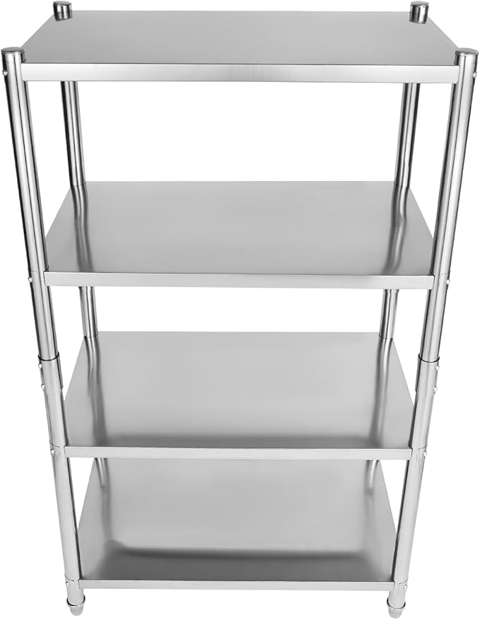4-Tier Stainless Steel Shelf 31x18 Inch Heavy Duty Shelving Garage Storage Shelves Stainless Steel Shelves for Kitchen, Restaurant, Bar, Utility Room, Garage