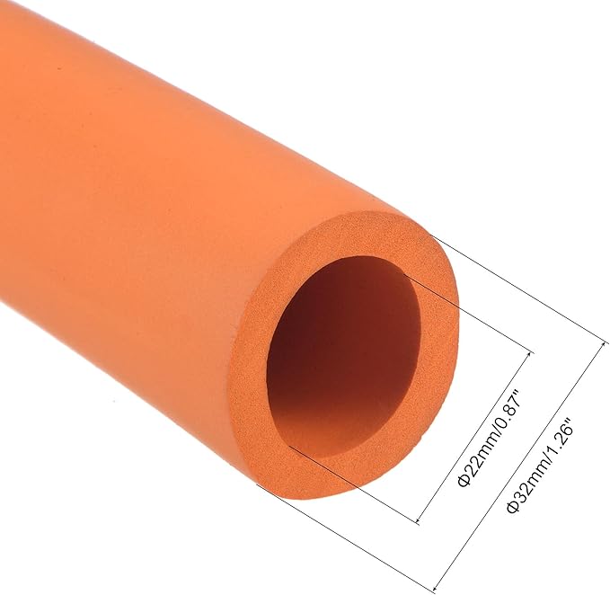 uxcell Foam Tubing for Handle Grip Support, 22mm ID 32mm OD 1m Length Orange