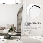 ANDY STAR Scalloped Bathroom Mirror, 24x40’’ Brushed Nickel Frame Mirror, Silver Bathroom Vanity Mirror, Modern Scalloped Edge Design in Rust-Proof Stainless Steel 1” Frame