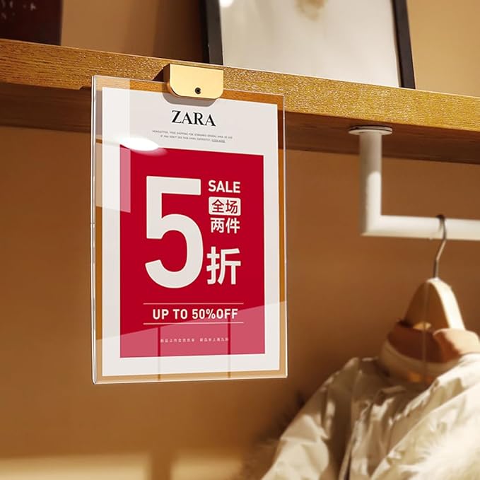 Wall Mount Acrylic Sign Holder with 3M Tape, Photo Menu Flyer Display Frames for Mall, Office, Home, Restaurant (Metal Horizontal A4 210×297mm/8.27×11.69inches)